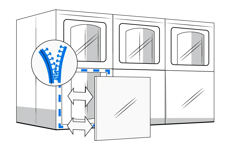 Illustration av 3M Dual Lock som öppningsbar montering