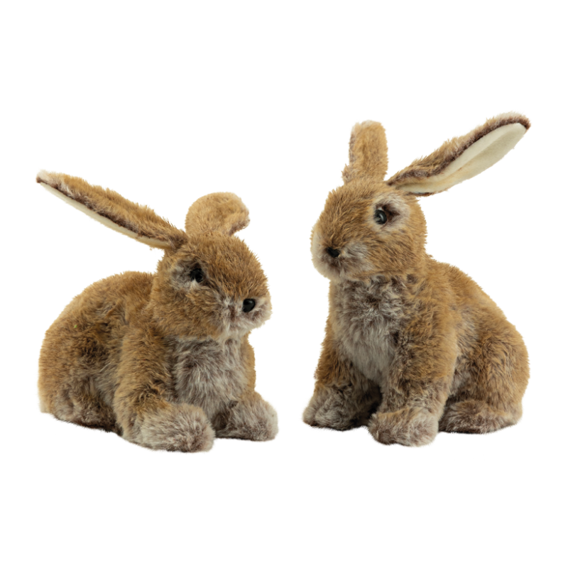 Rabbits 23x20cm sitting & lying brown