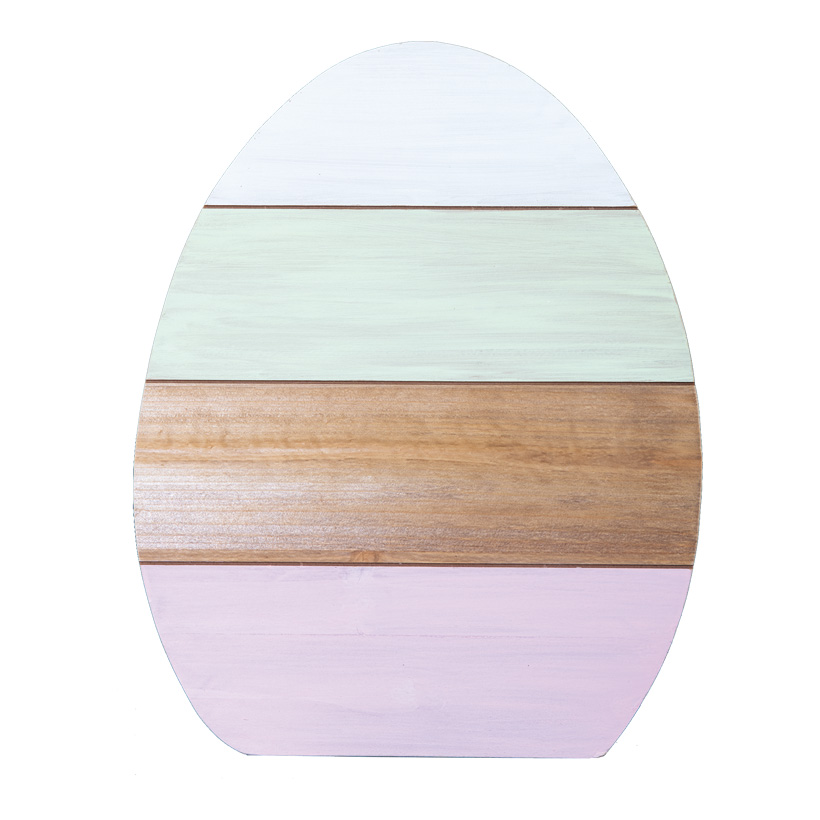 Easter egg in wood 30x20cm with multi-coloured stand