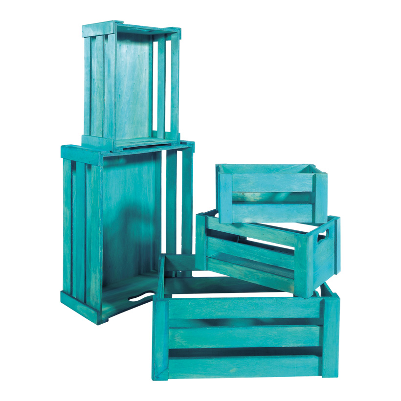 Wooden boxes 5 pcs/set turquoise