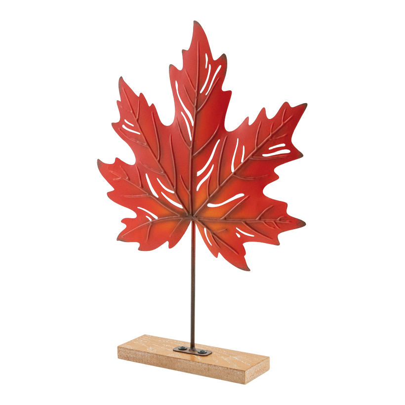 Lönnlöv 39cm röd på stativ av metall