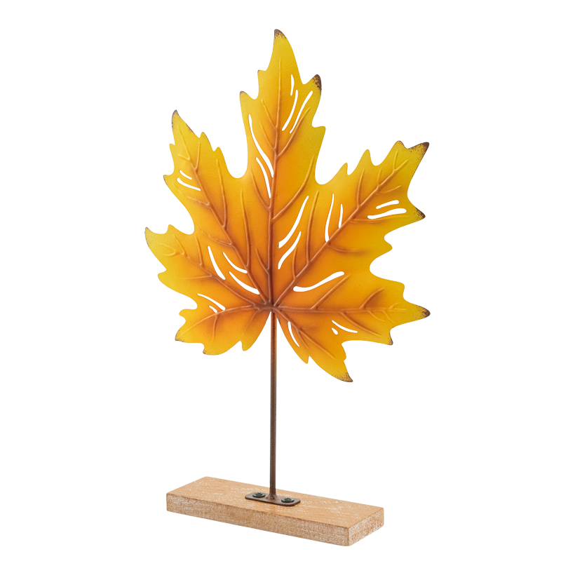 Lönnlöv 39cm gul/orange på stativ av metall