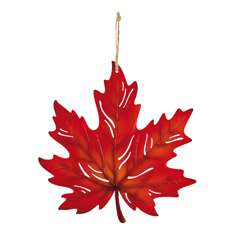 Lönnlöv metallhänge 28x27cm röd