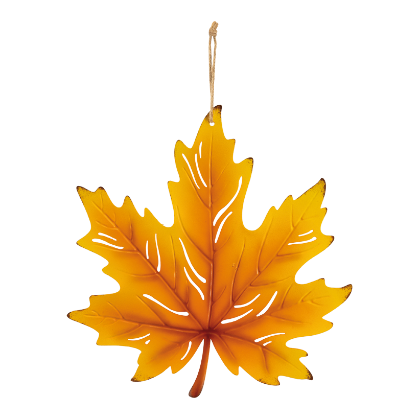 Lönnlöv metallhänge 28x27cm gul/orange