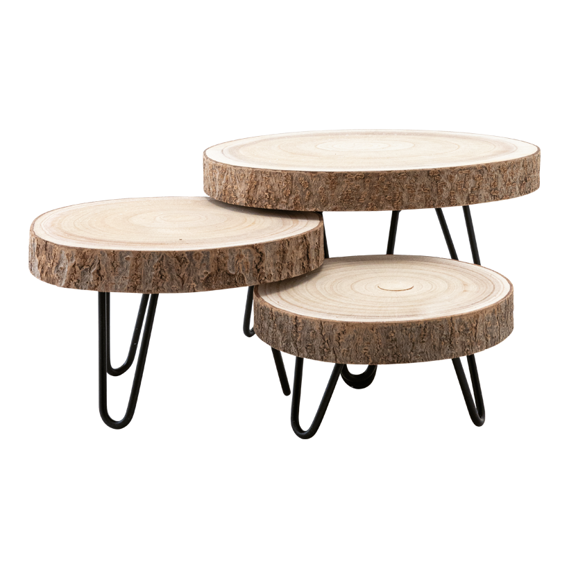 Träbord med metallfötter 3st/set