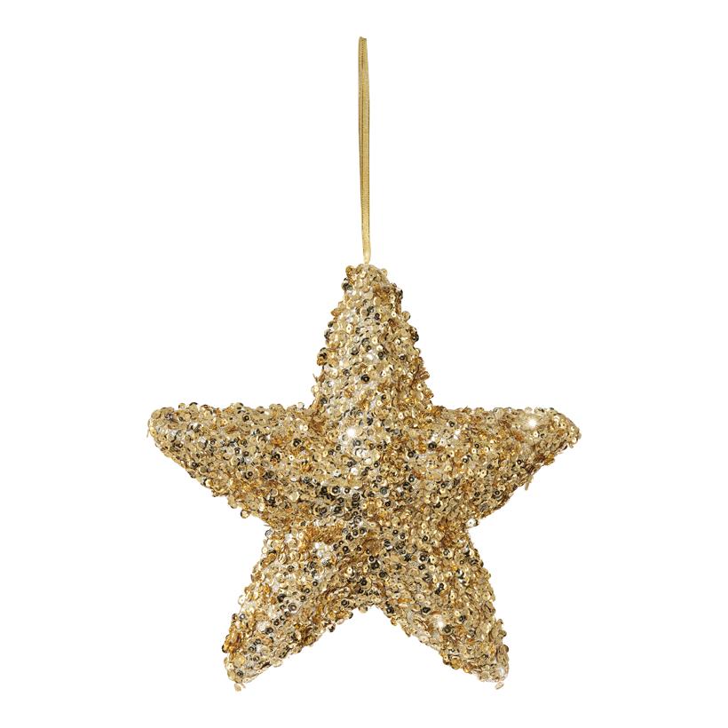 Stjärna med paljetter och hänge 35cm guld