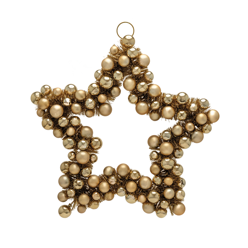 Star with balls/glitter one-sided 40cm gold