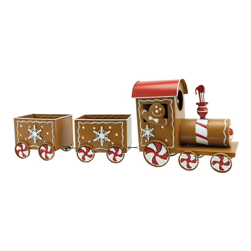Tåg med vagnar av metall 93cm brun/röd