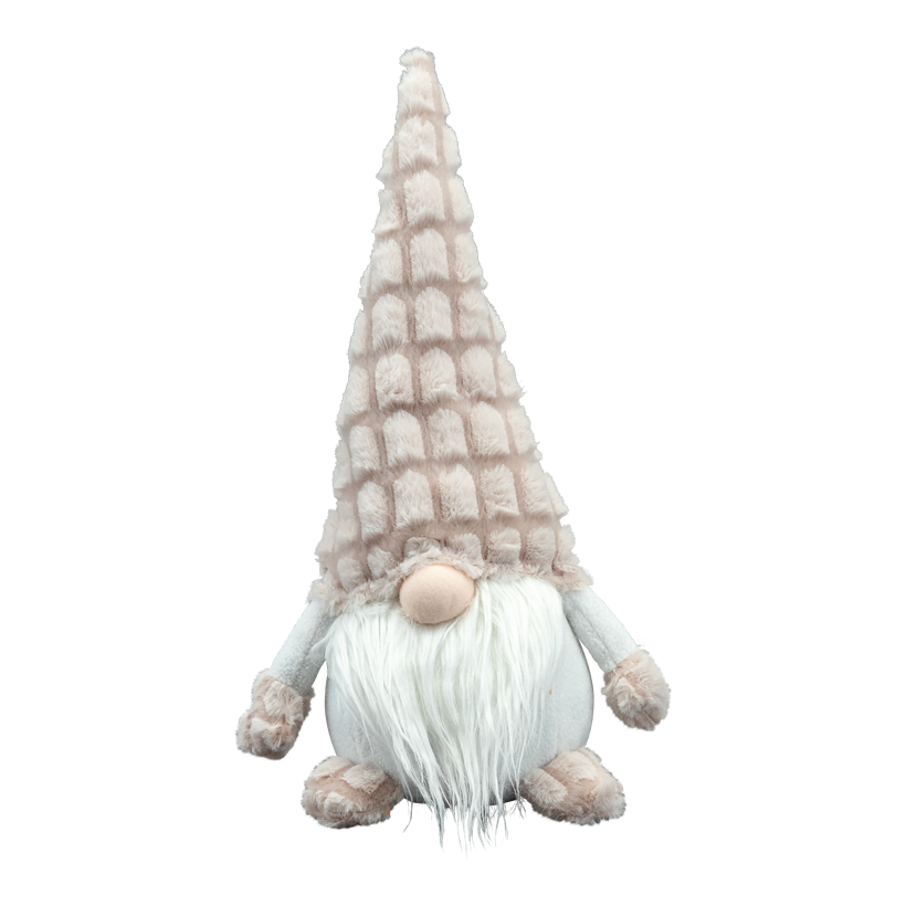 Tomte sittande 46cm beige/vit