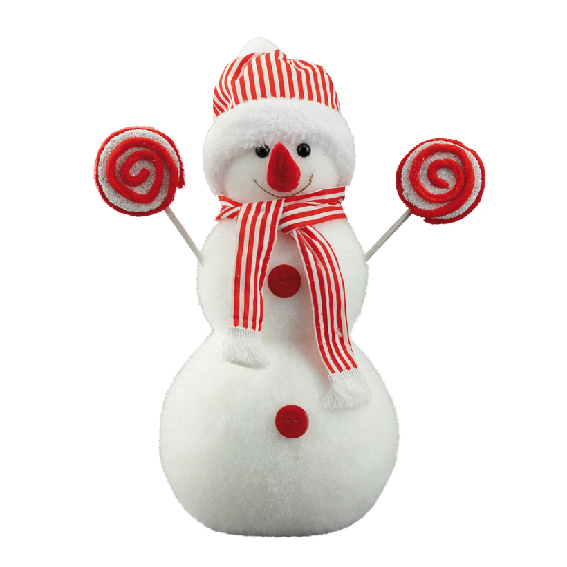 Snögubbe 35cm vit/röd