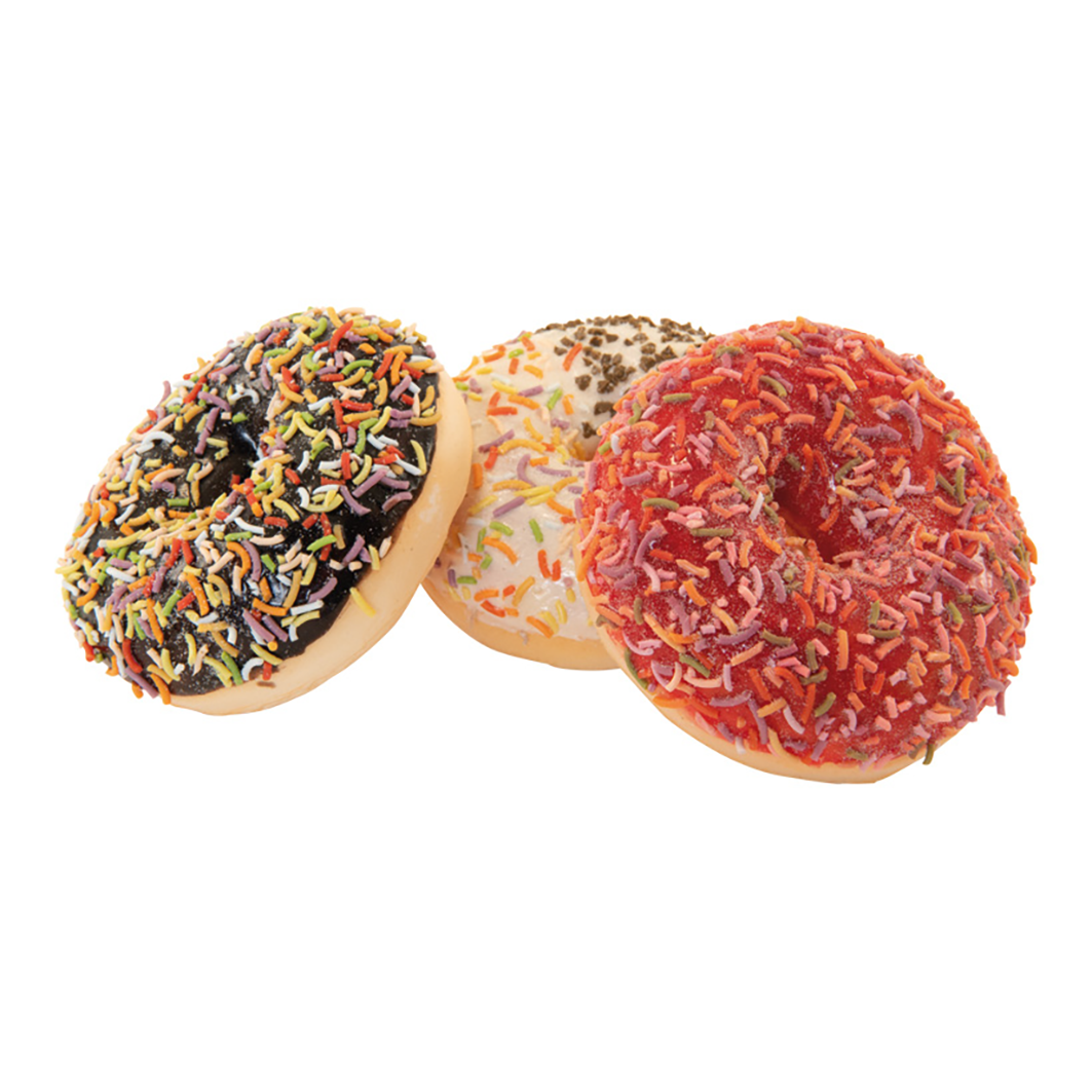 Donuts 3st/påse 9x3cm rosa/brun/vit