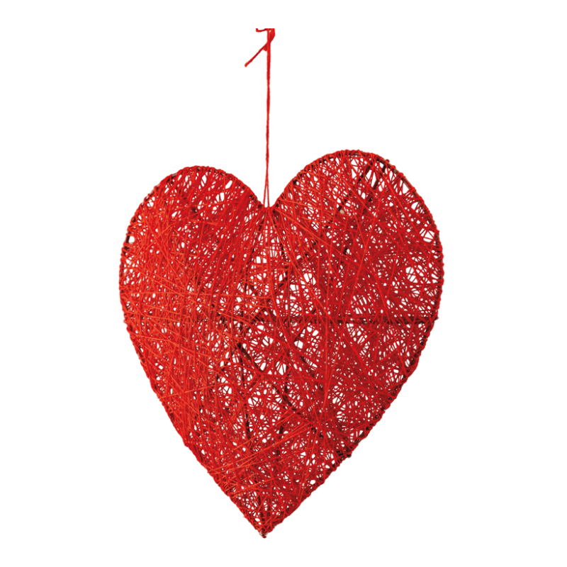 3D-hjärta, 20cm av tråd med bomull röd