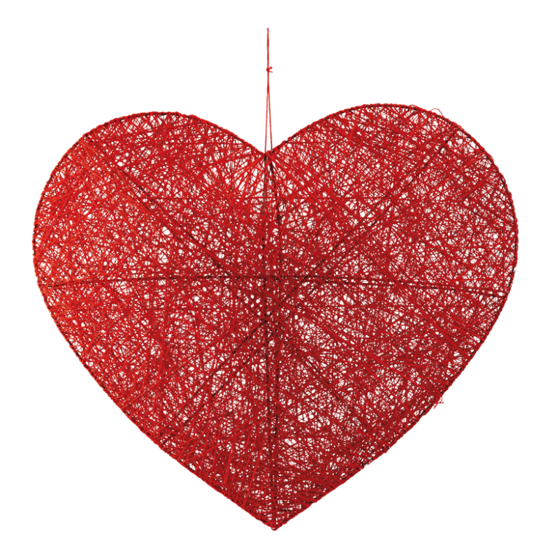 3D heart, 40cm of thread with cotton red