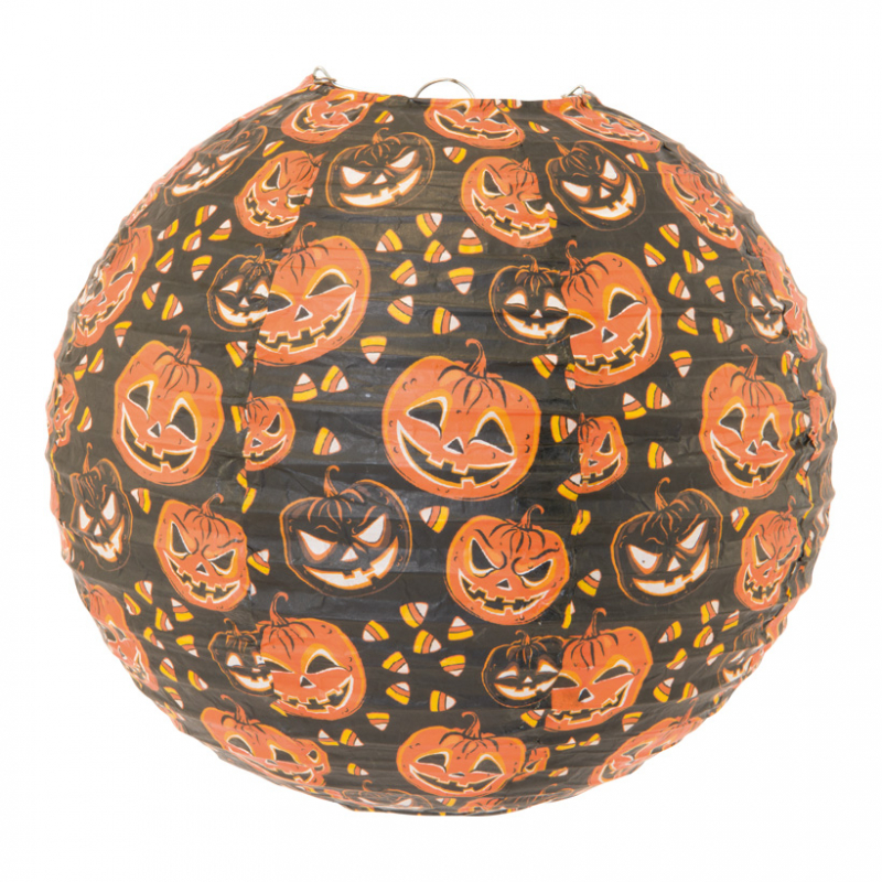 Paper lantern pumpkin foldable Ø 30 cm black/orange