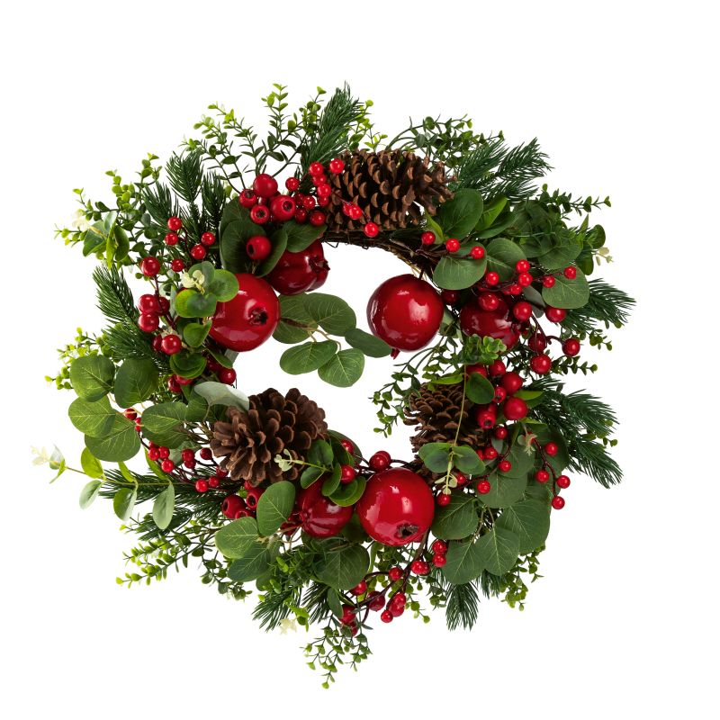 Grankrans med bär och äpplen Ø60cm