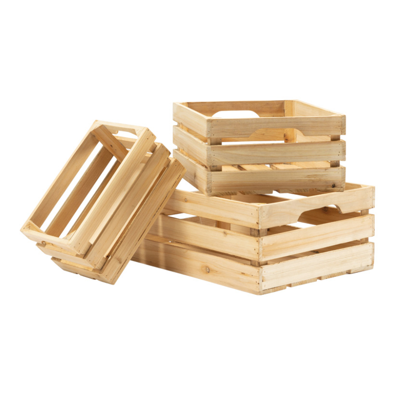 Trälådor 3st/set naturfärgade