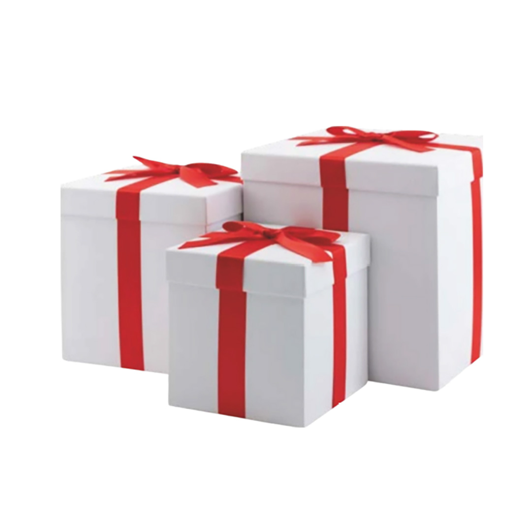 Presentaskar 3st/set 30x25x20cm vit/röd