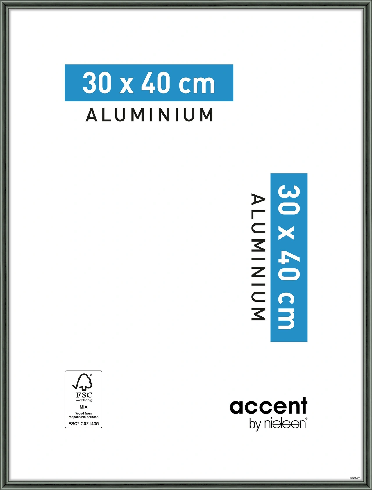Aluminium ram 70x100cm svart