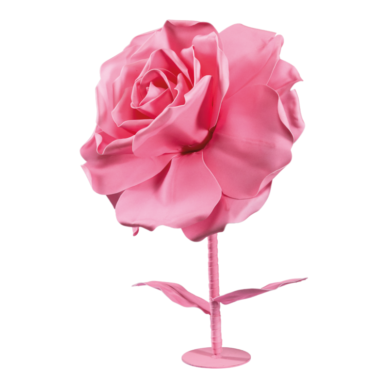 Ros med metallbas 40cm rosa