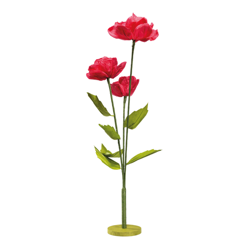 Rosor på träfot 75x12cm fuchsia