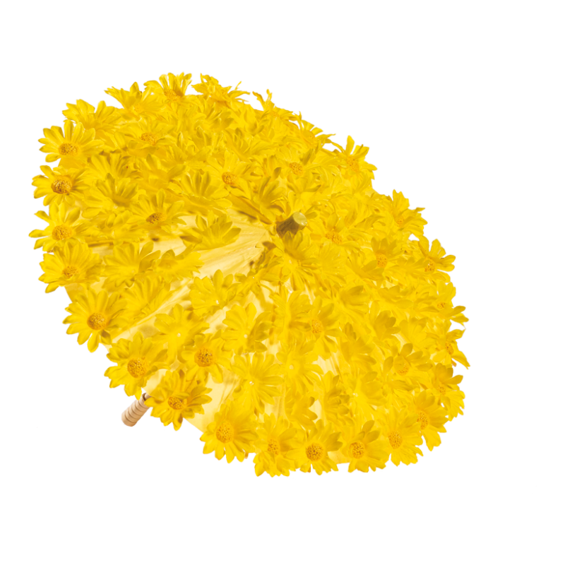 Paraply med prästkragar Ø60cm Gul