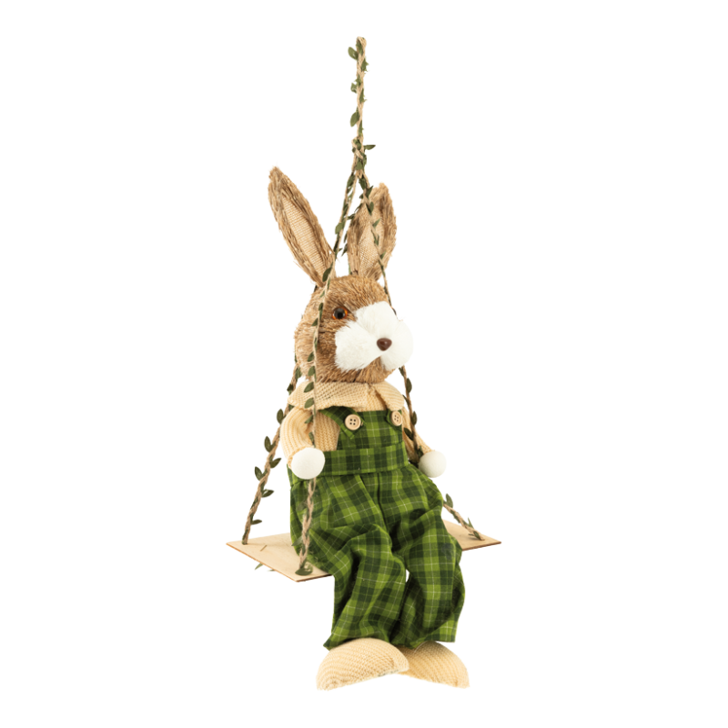 Rabbit on swing 52x24x23cm green/white