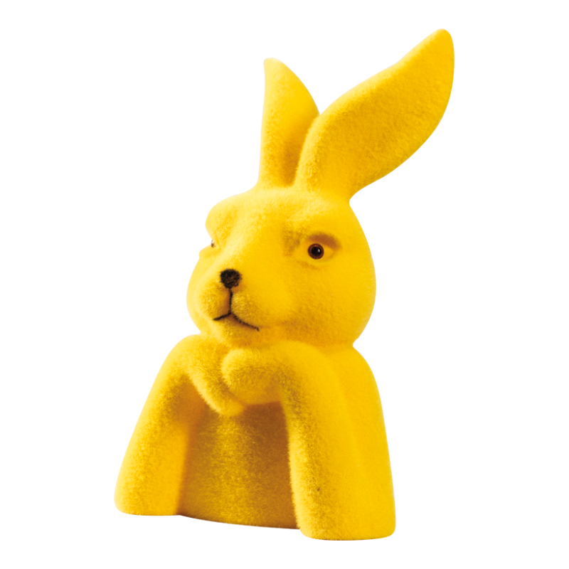 Kanin flockad 40x24cm Gul