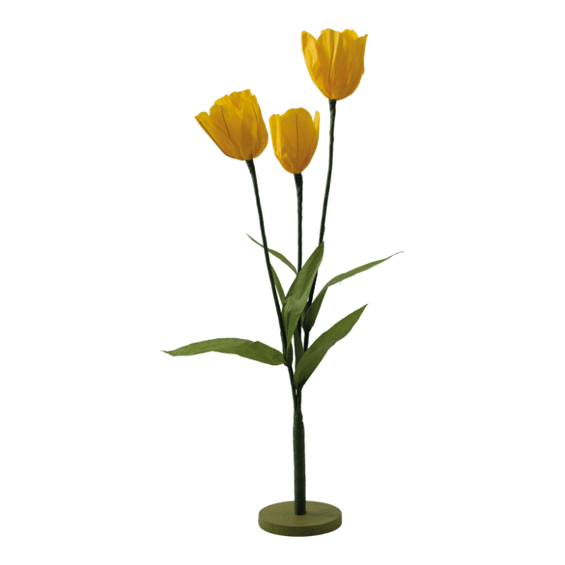 Tulpan på träfot 75x10cm Gul/grön