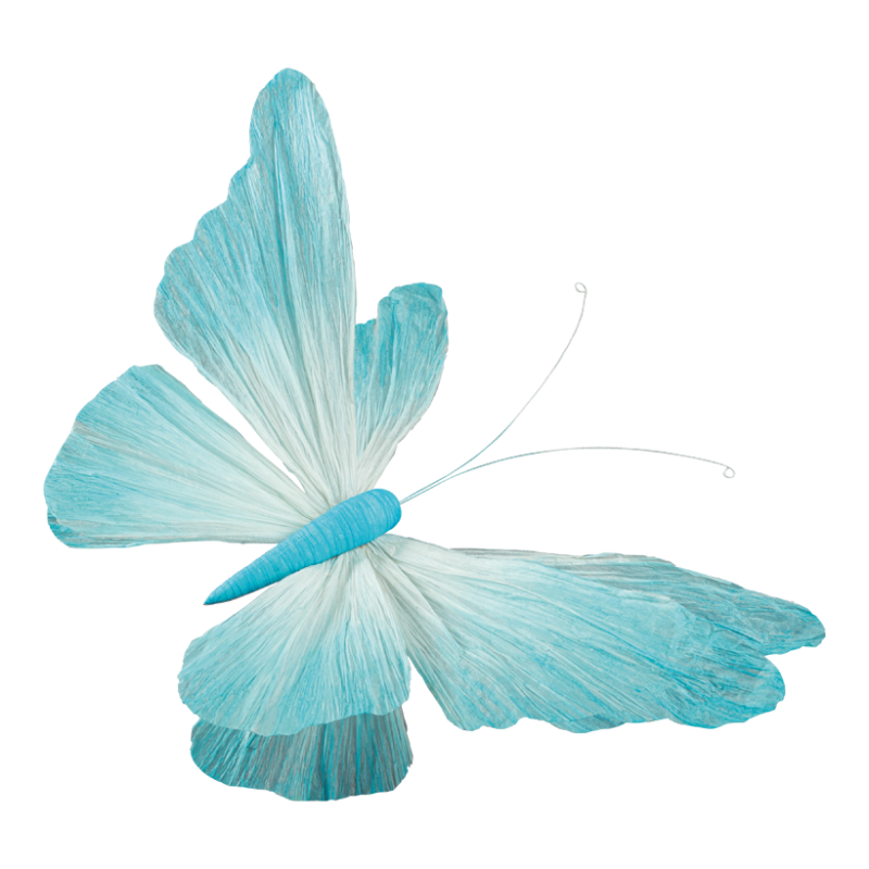 Fjäril med klämma 60cm Blå/vit