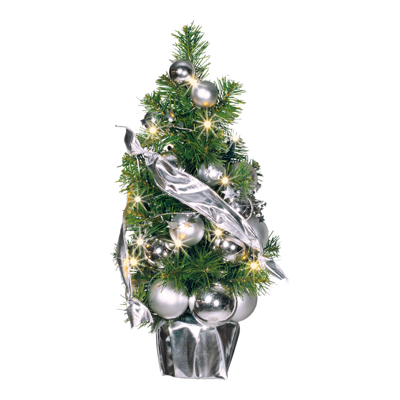Julgran silver/grön med LED
