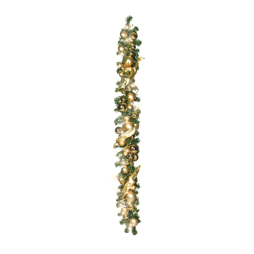 Grangirlang, dekorerad 180cm Grön/guld utan LEDs