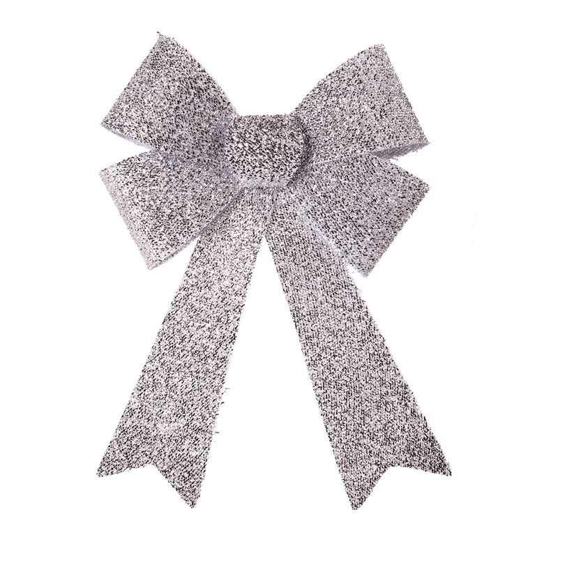 Bow With Glitter Silver 47 cm