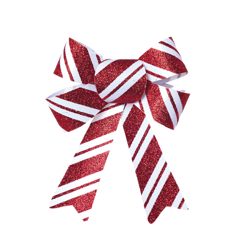 Rosett Glitter Röd/vit 16x13x3cm