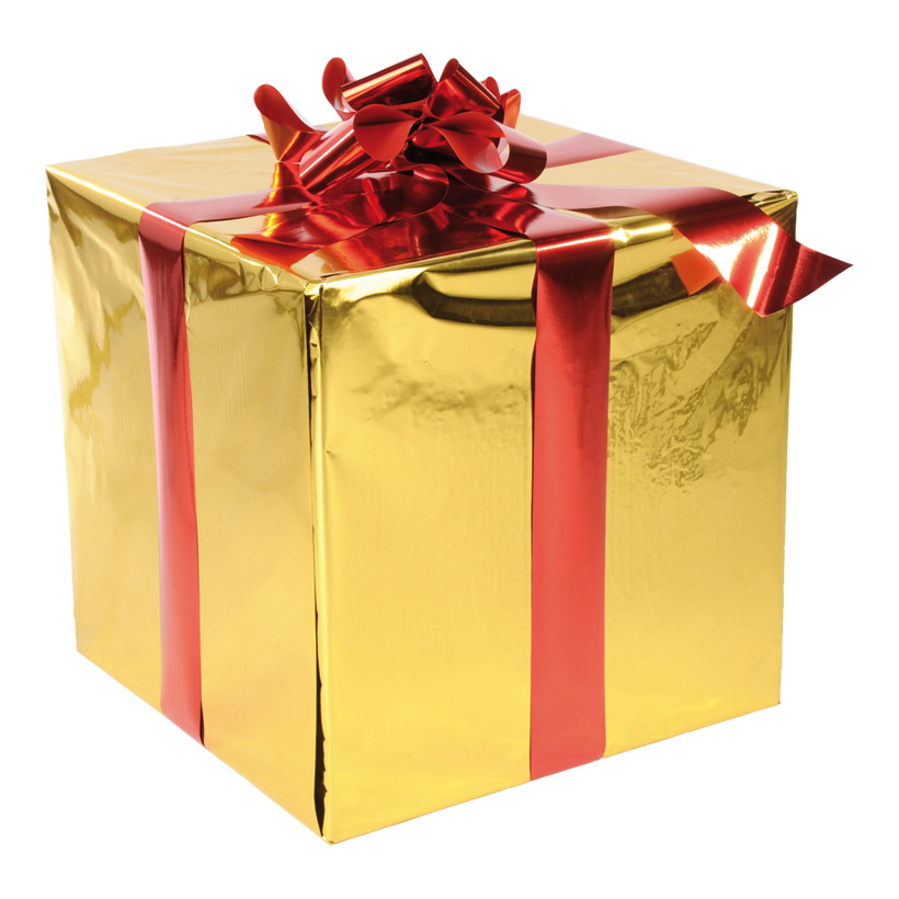 Paket med rosett guld/röd 50 cm
